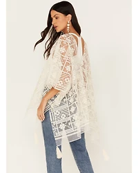 Shyanne Women's Lace Tassel Poncho