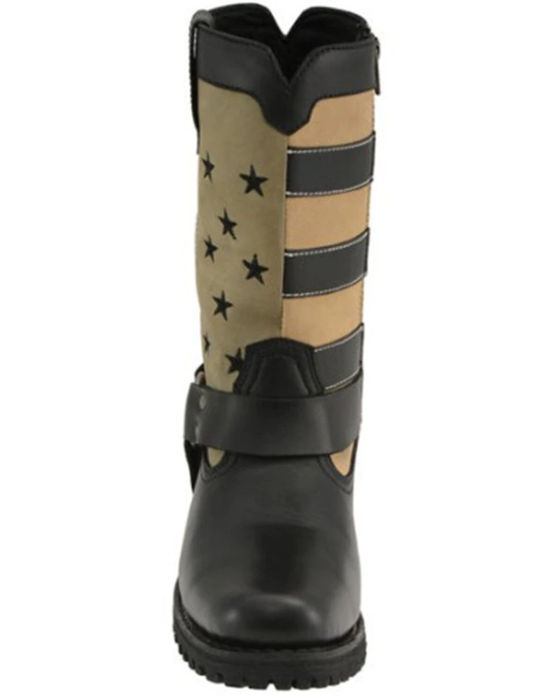 Milwaukee Leather Women's Stars & Stripes Harness Motorcycle Boots - Square Toe