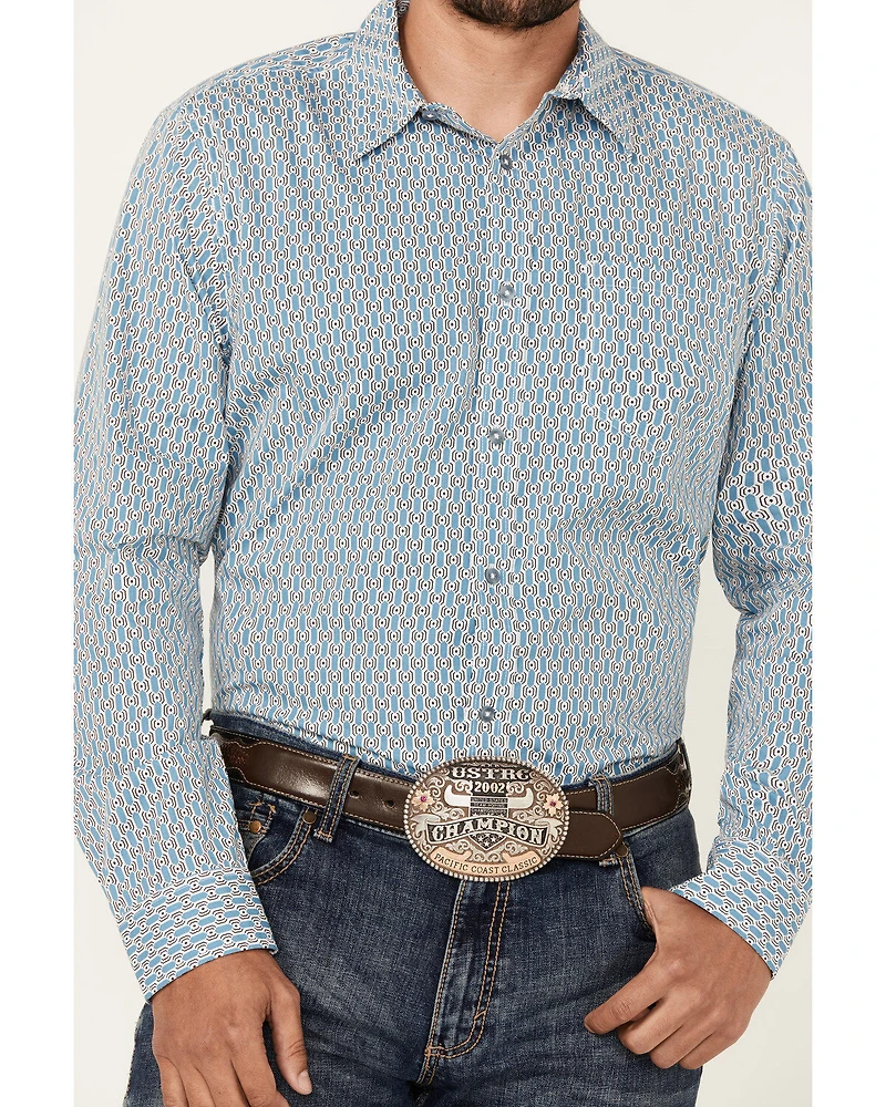 Gibson Trading Co Men's Bullseye Geo Print Long Sleeve Button-Down Western Shirt