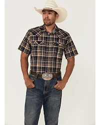 Cody James Men's Rustic Rodeo Plaid Print Short Sleeve Snap Western Shirt - Tall