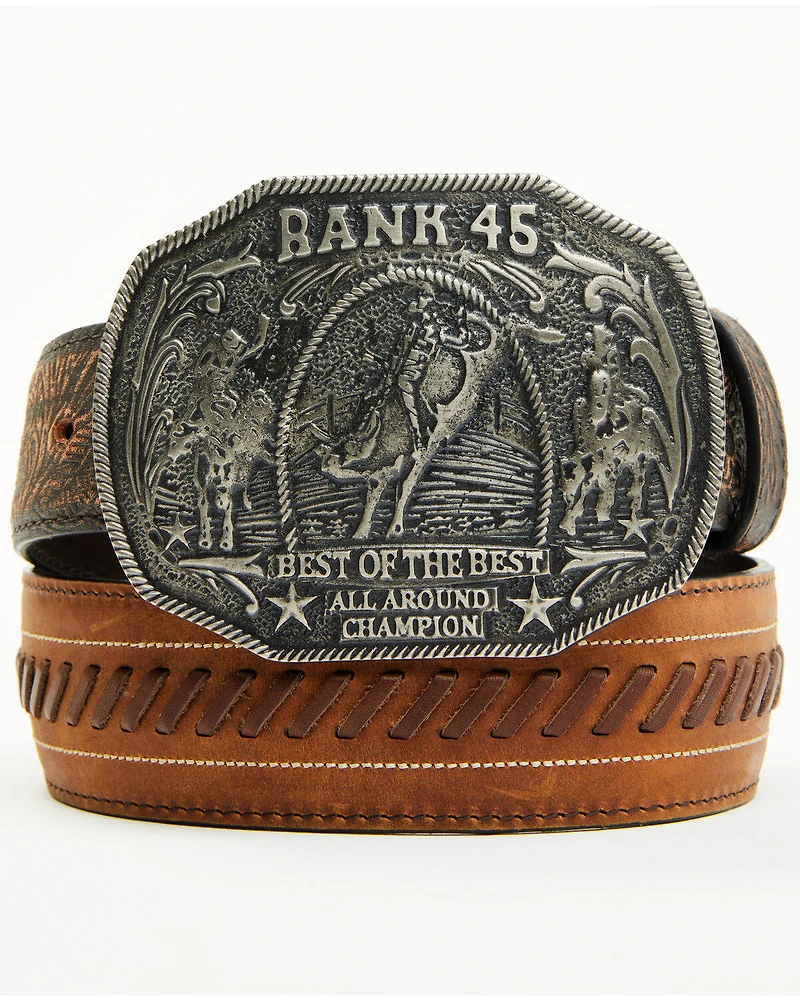RANK 45® Men's Brooks Tooled Leather Buckle Belt