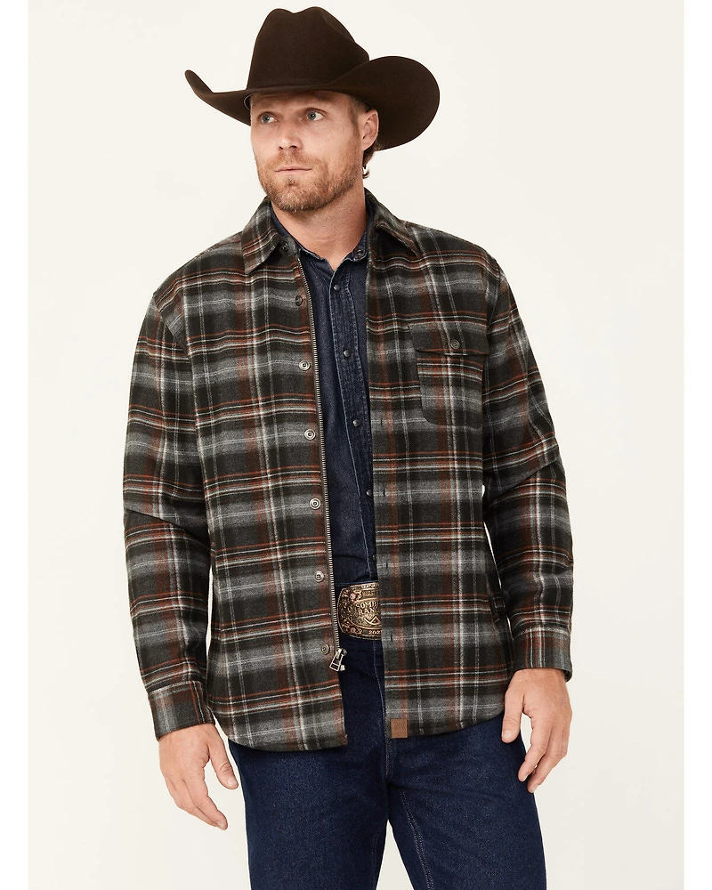 Dakota Grizzly Men's Wade Plaid Print Button-Down Zip Flannel Jacket