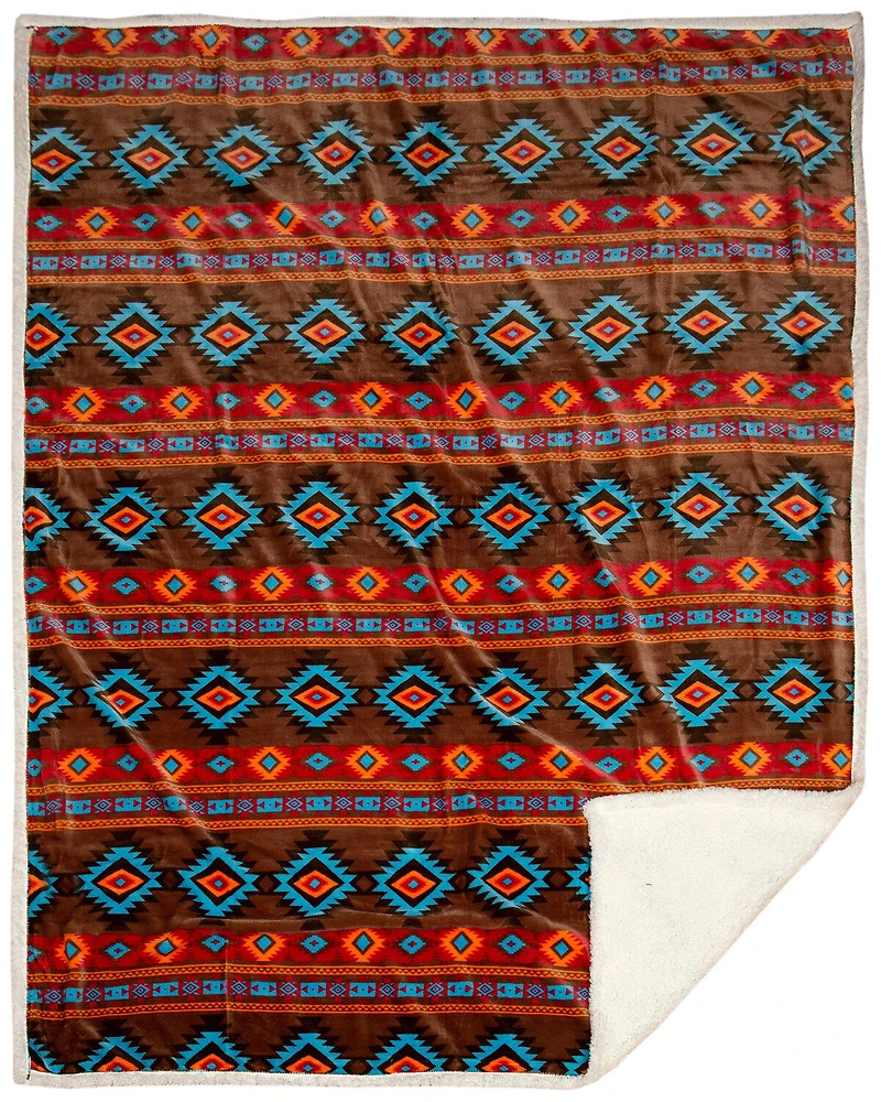 Carstens Home Wrangler Southwest Horizon Rustic Sherpa Fleece Throw Blanket