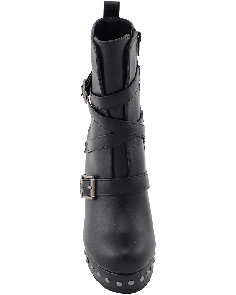 Milwaukee Leather Women's Triple Strap Wedge Boots - Round Toe