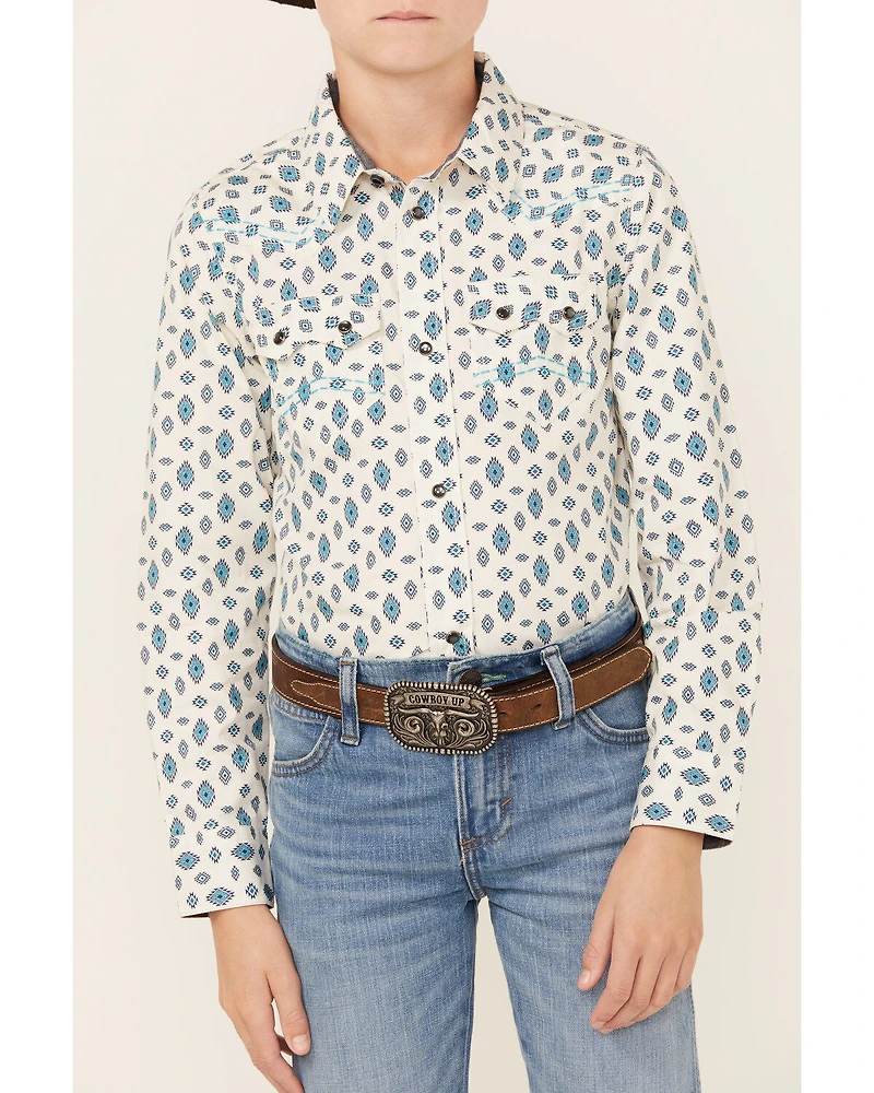 Cody James Boys' Geo Print Long Sleeve Snap Western Shirt