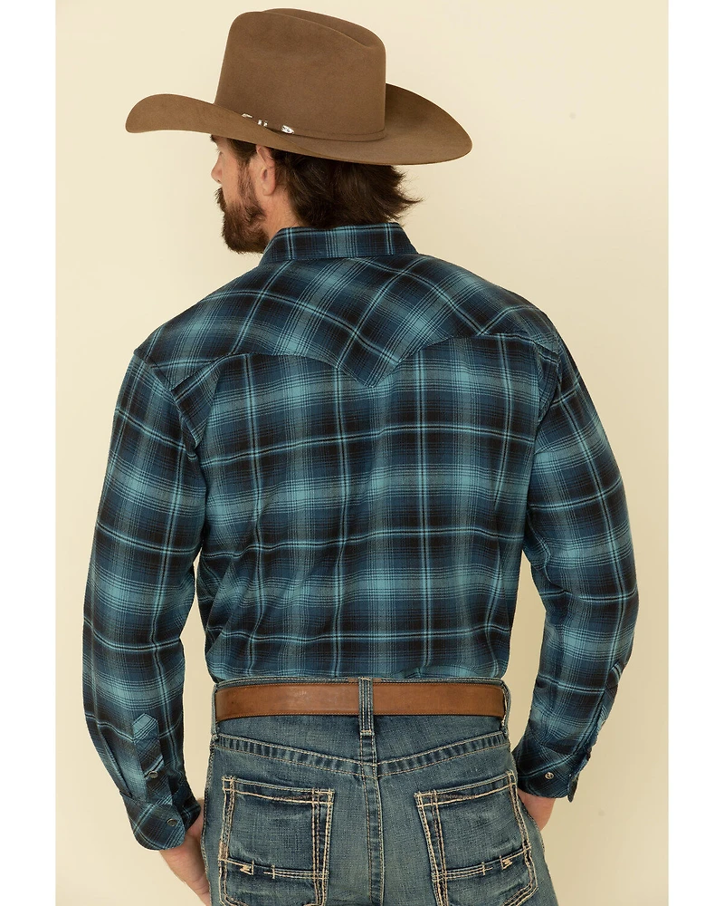 Resistol Men's Ombre Large Plaid Print Long Sleeve Western Snap Shirt