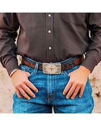 Montana Silversmiths Men's Longhorn Cattle Drive Belt Buckle