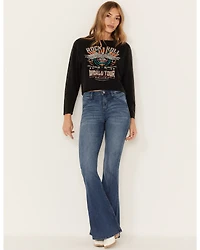 Shyanne Women's Medium Wash High Rise Eden Stretch Flare Jeans