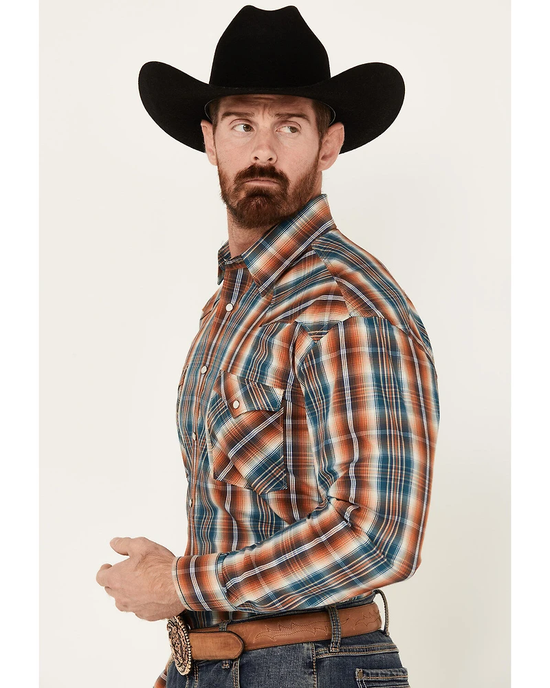 Rough Stock by Panhandle Men's Plaid Print Long Sleeve Stretch Snap Western Shirt