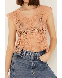 Rock & Roll Denim Women's Paisley Lace Sleeveless Tank