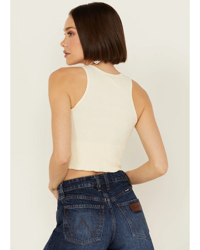 Fornia Women's Floral High Neck Cropped Top