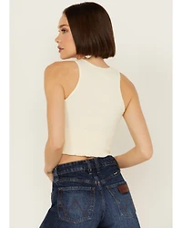 Fornia Women's Floral High Neck Cropped Top