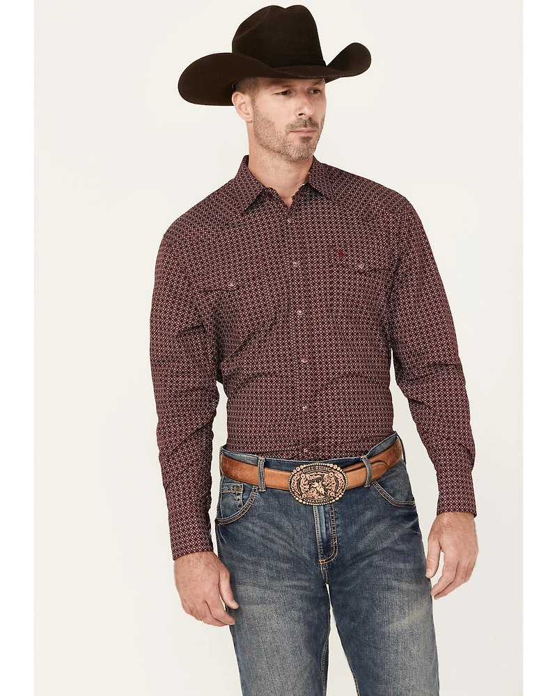 Rodeo Clothing Men's Geo Print Long Sleeve Snap Western Shirt