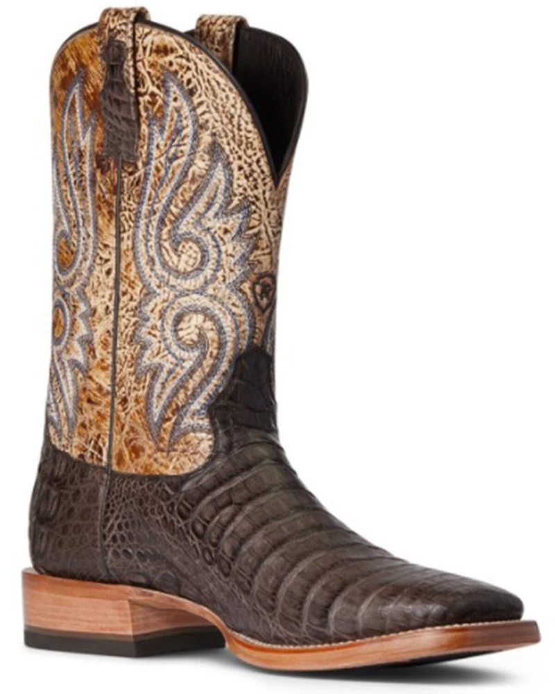 Ariat Men's Denton Exotic Caiman Belly Skin Western Boots - Broad Square Toe