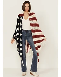 Shyanne Women's Americana Fringe Crochet Shawl