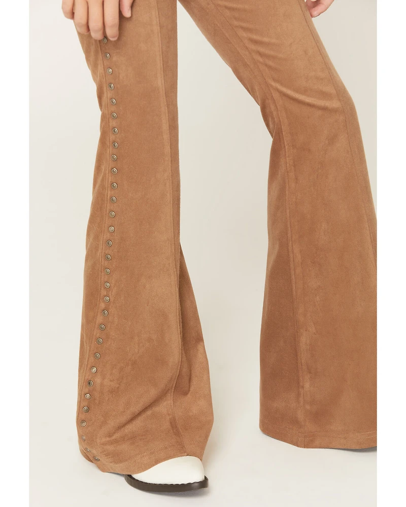 Shyanne Girls' Studded Side Seam Faux Suede Flare Pants
