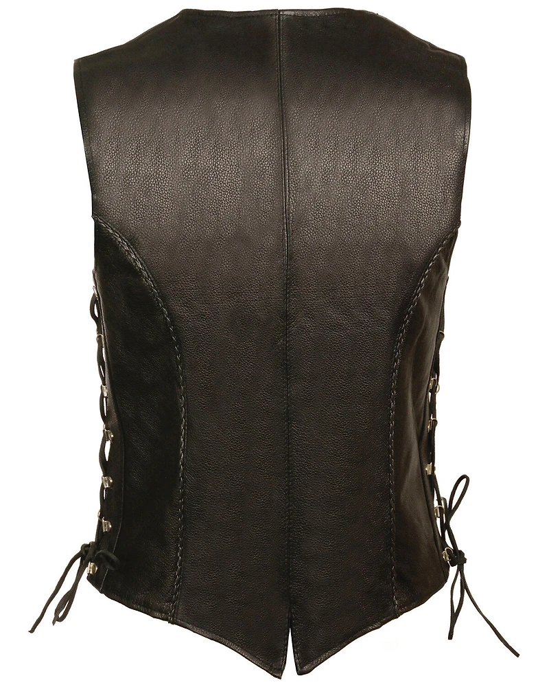 Milwaukee Leather Women's Snap Front Vest With Thin Braid - 4X