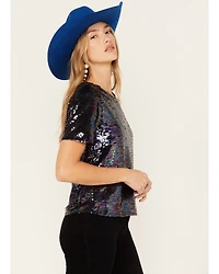 Molly Bracken Women's Oil Slick Sequin Top