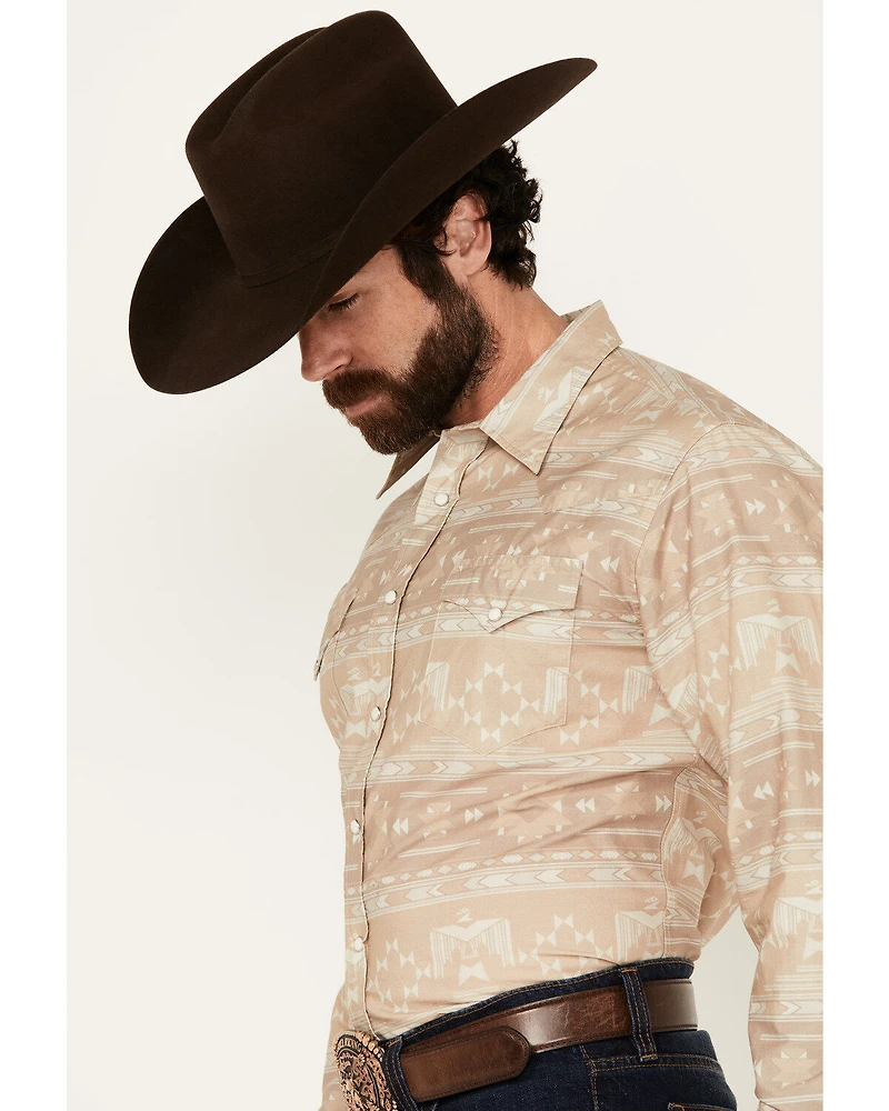 Roper Men's West Made Southwestern Print Long Sleeve Pearl Snap Western Shirt
