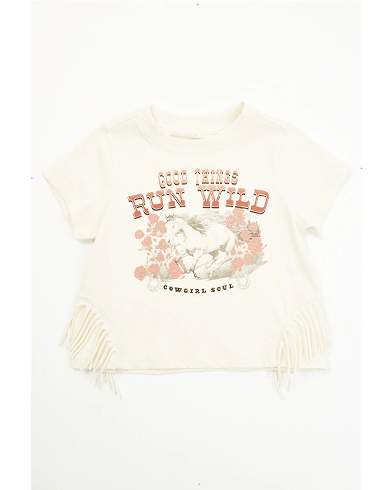 Shyanne Toddler Girls' Good Times Run Wild Short Sleeve Fringe Graphic Tee