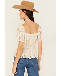 Originality Women's Ruffle Lace Short Sleeve Top