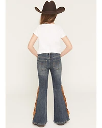 Shyanne Girls' Holly Medium Wash Fringe Flare Stretch Denim Jeans