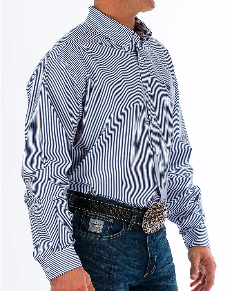 Cinch Men's Royal Blue Striped Western Shirt - Big & Tall