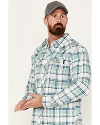 Cody James Men's FR Midweight Plaid Print Long Sleeve Pearl Snap Work Shirt