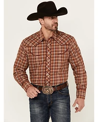 Roper Men's Plaid Print Long Sleeve Pearl Snap Western Shirt