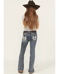 Grace LA Girls' Medium Wash Horse Pocket Bootcut Stretch Denim Jeans