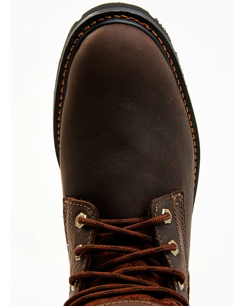 Hawx Men's 6" Oily Crazy Horse Lace-Up Soft Work Boots - Round Toe