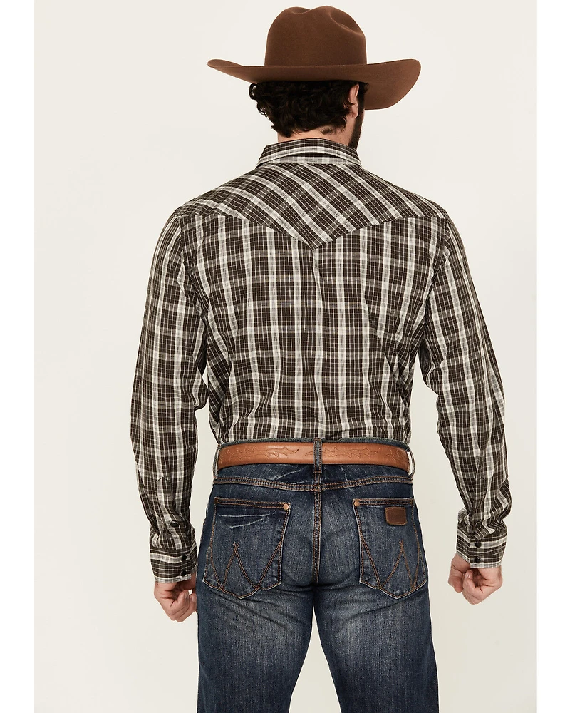Gibson Trading Co Men's Dark Knight Plaid Print Long Sleeve Snap Stretch Western Shirt