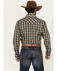 Gibson Trading Co Men's Dark Knight Plaid Print Long Sleeve Snap Stretch Western Shirt