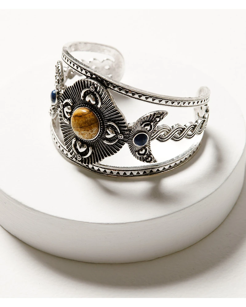 Shyanne Women's Monument Valley Silver Medallion Cuff Bracelet