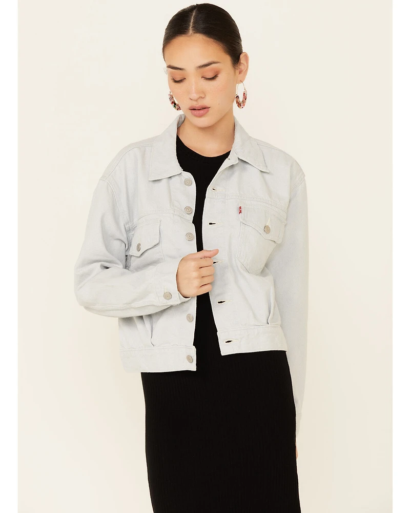 Levi's Women's Waste Not Light Wash Denim Button-Front Oversized Trucker Jacket