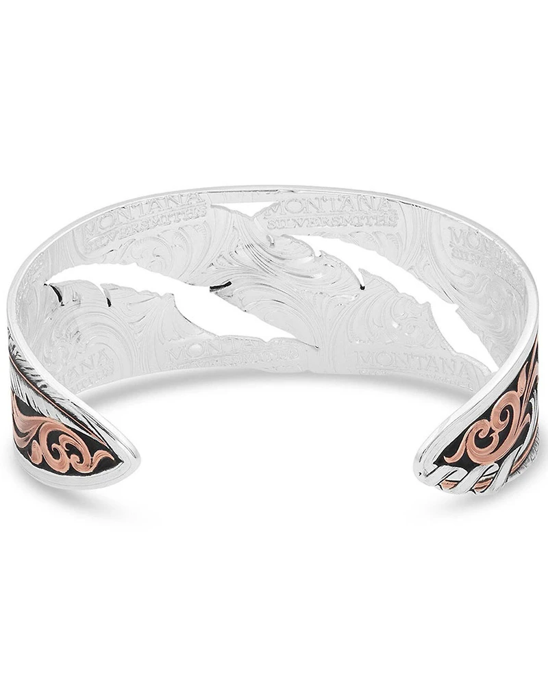Montana Silversmiths Women's Wind Dancer Pierced Feather Cuff Bracelet
