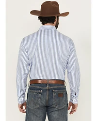 Wrangler Men's Striped Print Long Sleeve Snap Stretch Western