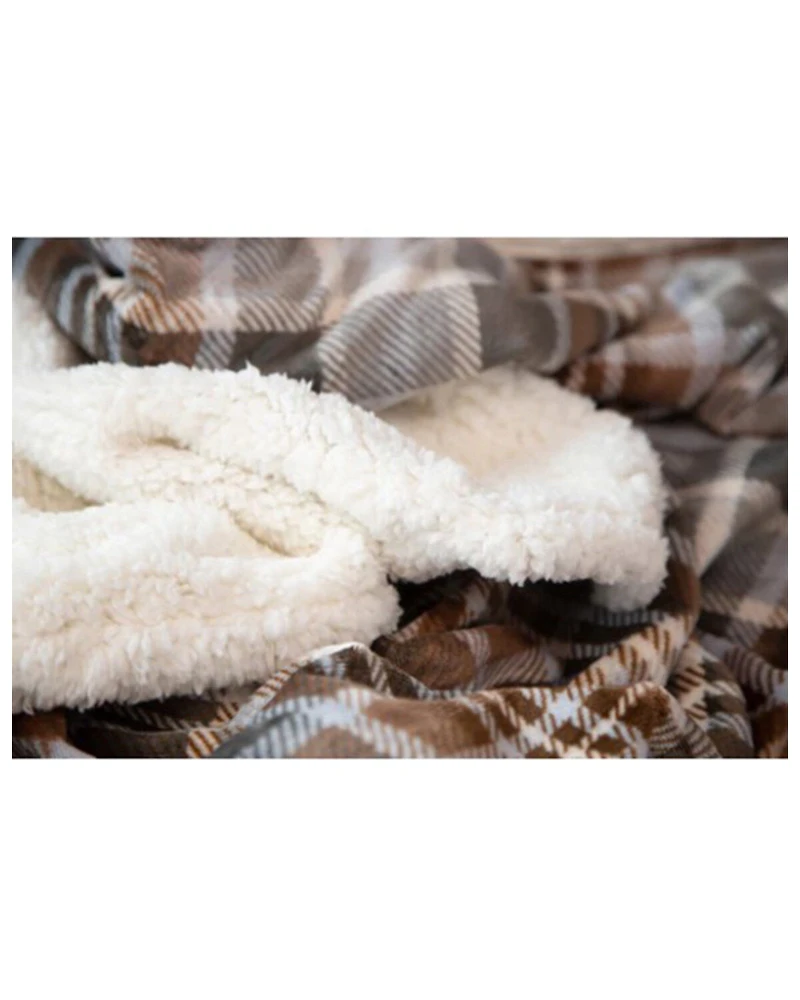 Carstens Home Plaid Plush Sherpa Throw
