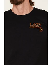 Lazy J Ranch Wear Men's Black Fire Logo Graphic T-Shirt