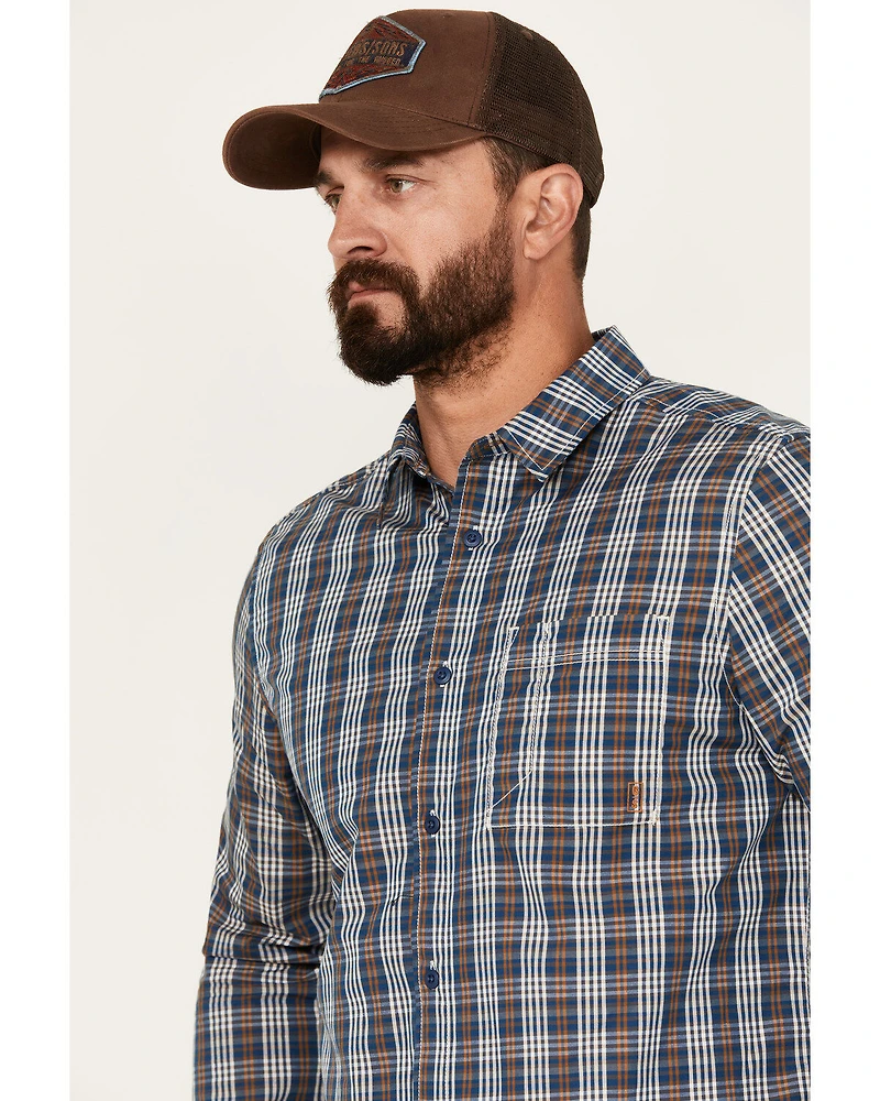 Brothers and Sons Men's Marietta Plaid Print Long Sleeve Button Down Performance Western Shirt