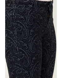 Rock & Roll Denim Girls' Dark Wash Paisley Print Button Stretch Flare Jeans