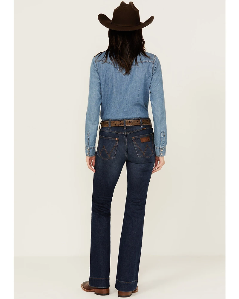 Wrangler Retro Women's Gabriella Dark Wash High Rise Trouser Stretch Denim Jeans