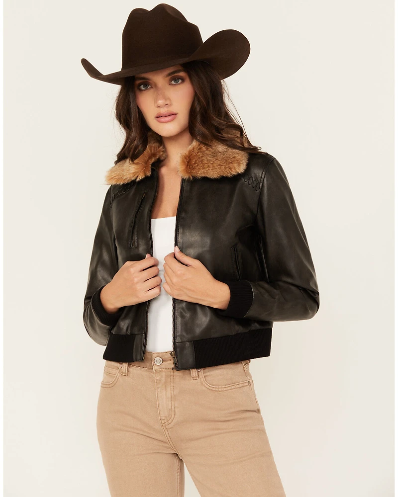 Cleo + Wolf Women's Casey Faux Fur Collar Jacket