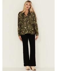 Miss Me Women's Camo Print Sequins Utility Jacket