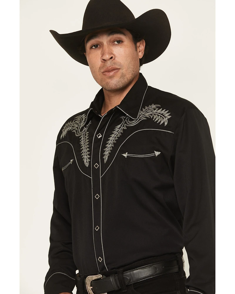 Scully Men's Embroidered Long Sleeve Snap Western Shirt