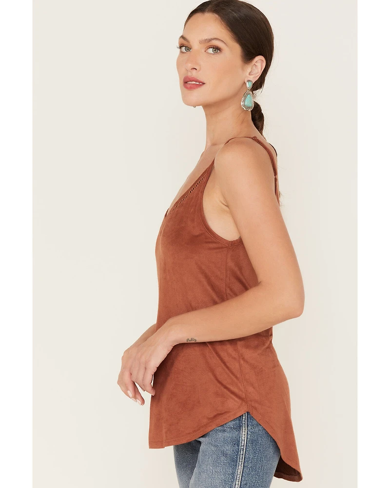 Shyanne Women's Faux Suede Latter Trim Cami