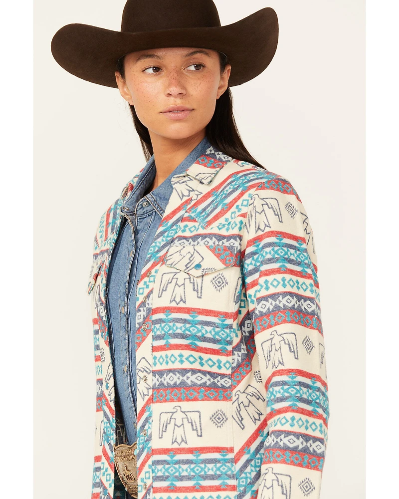 Outback Trading Co Women's Lorelei Southwestern Thunderbird Print Long Sleeve Snap Performance Shirt