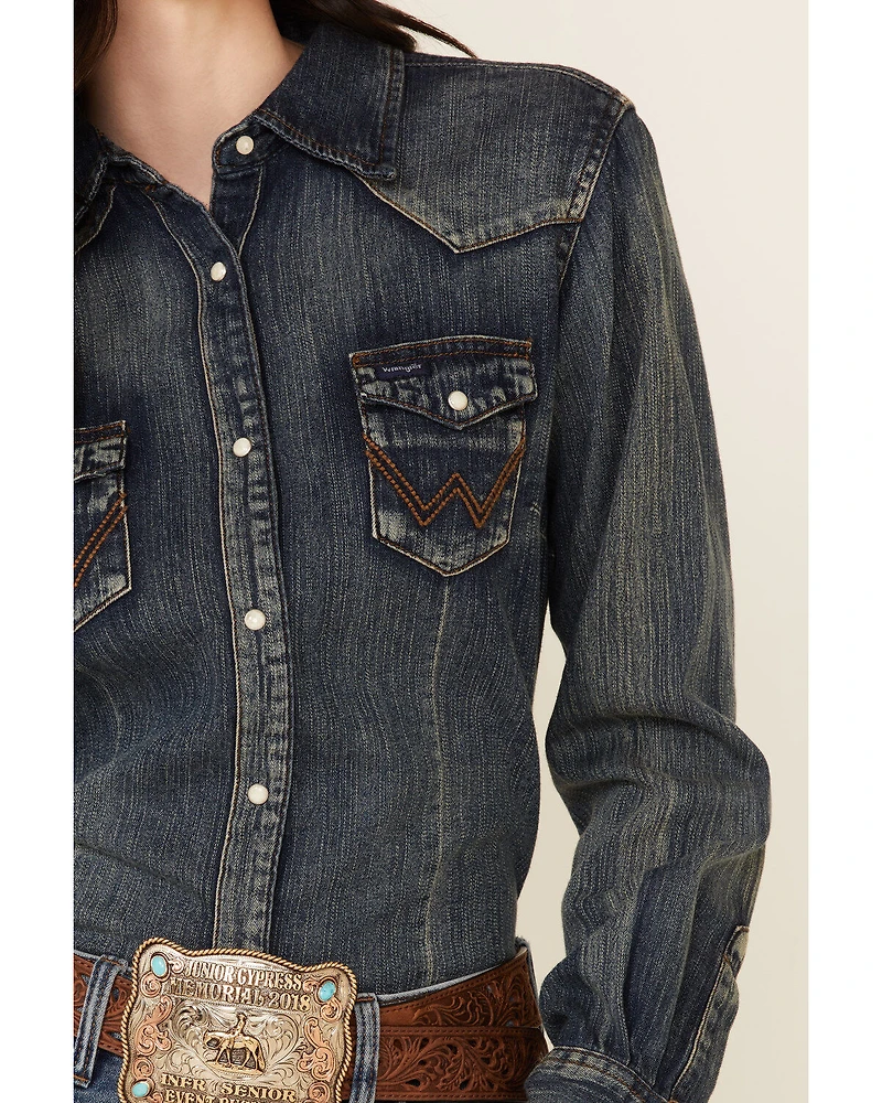 Wrangler Women's Long Sleeve Vintage Denim Shirt