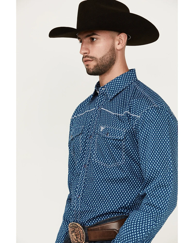 Cowboy Hardware Men's Fleur de Print Long Sleeve Pearl Snap Western Shirt