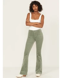 Rock & Roll Denim Women's High Rise Bargain Corduroy Button Flare Jeans